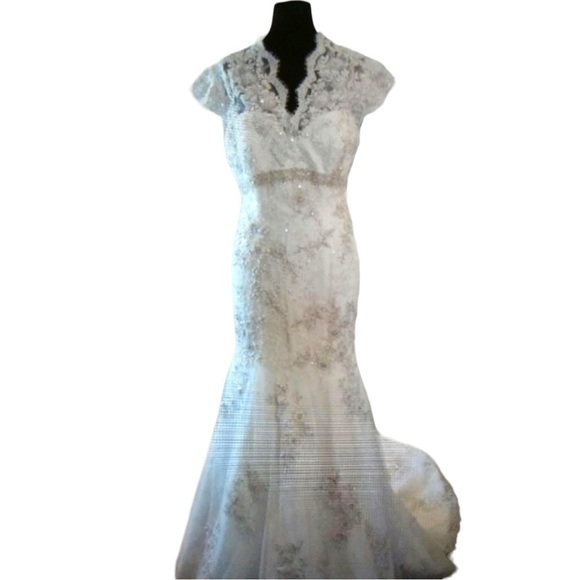 Allure Bridal C150 Mermaid Wedding Dress with Lace,Swarovski Crystals and Train - Picture 4 of 16